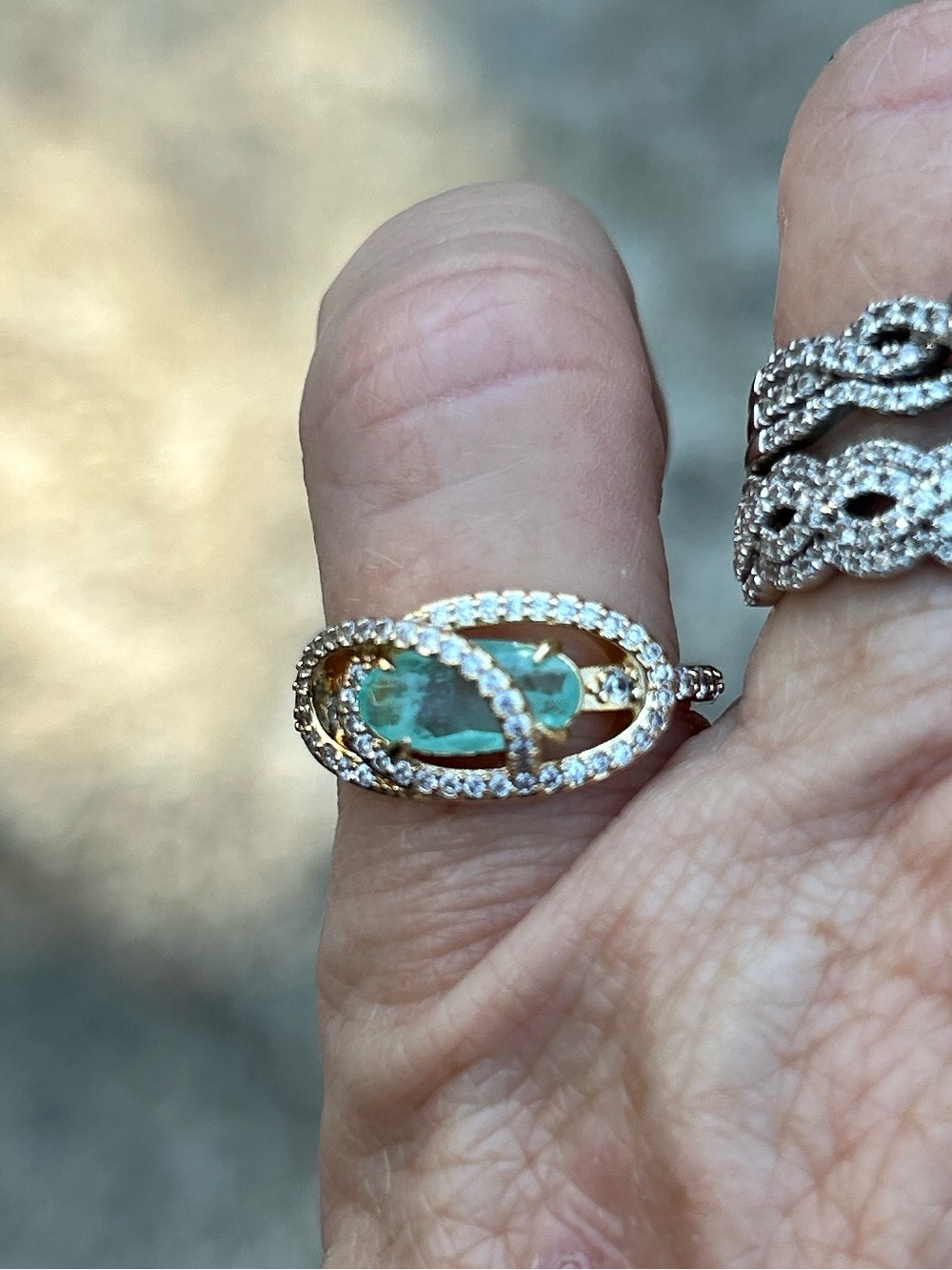 Wrapped then Unwrapped Aquamarine Ring
